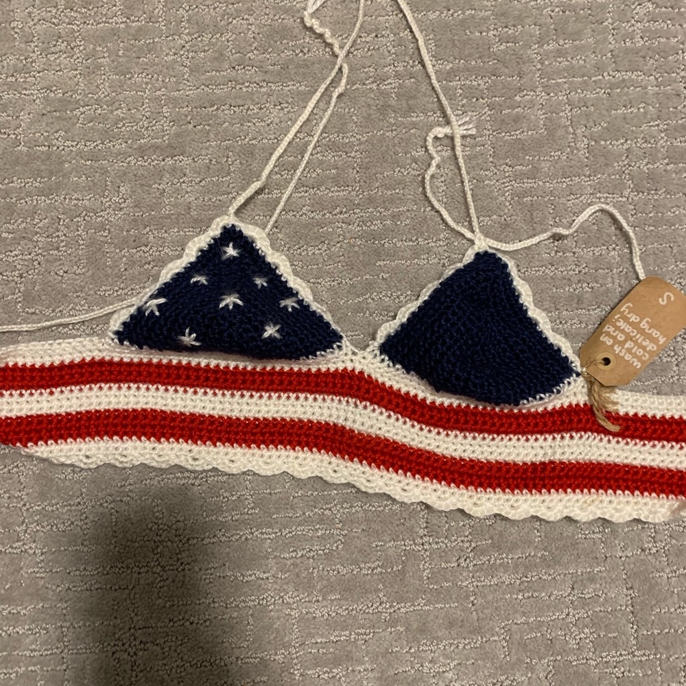 New with Tags. American Flag Knitted Bra Top